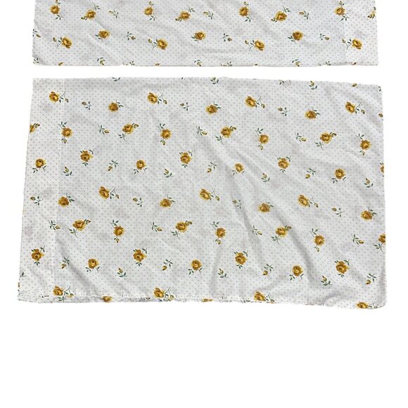 Vintage Cannon Monticello Pillowcases Yellow Rose Polka Dot Set of 2 No-Iron Mus - Picture 5 of 8